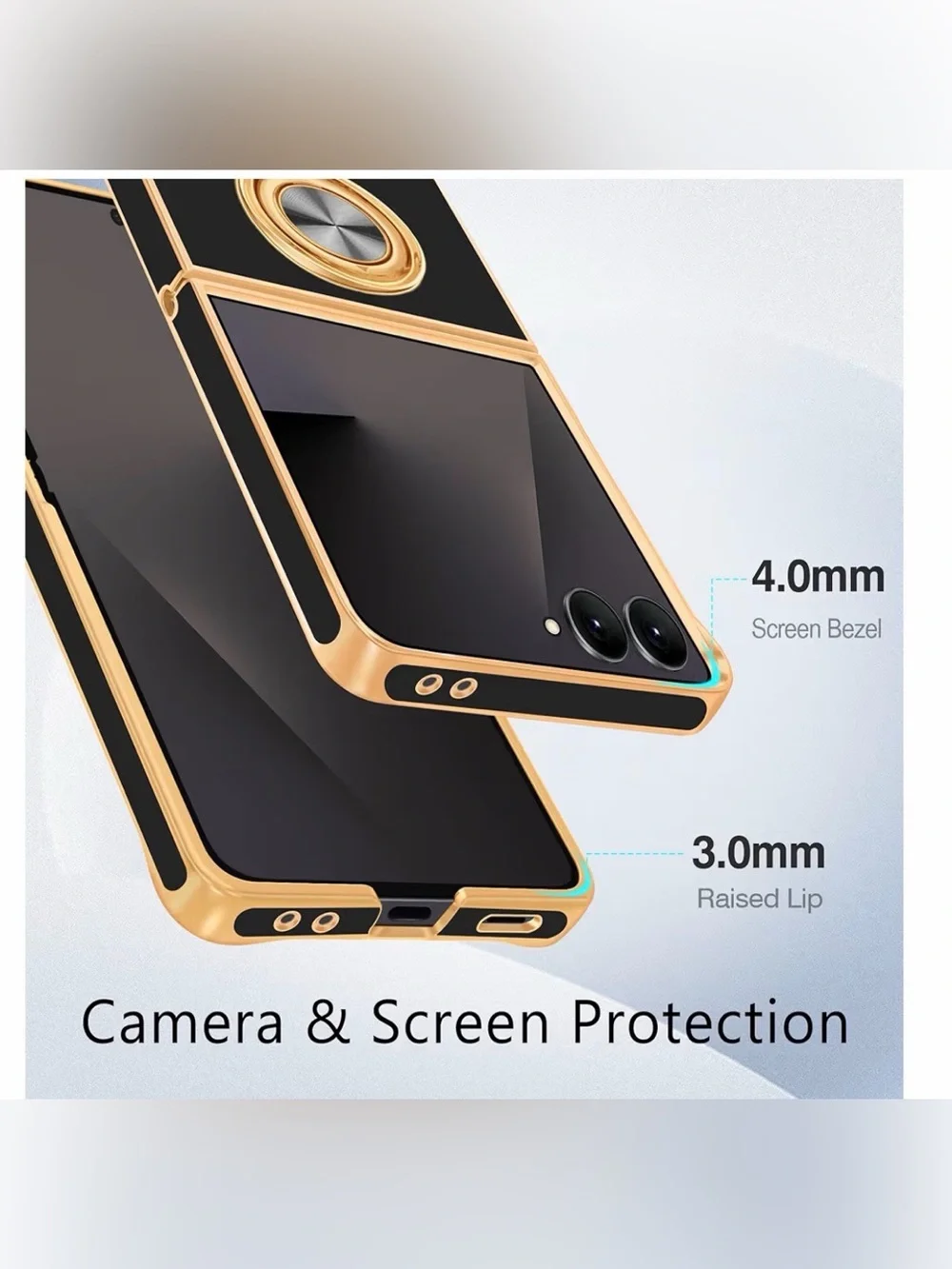 Galaxy Z Flip 7 Protective Case in Black & Gold